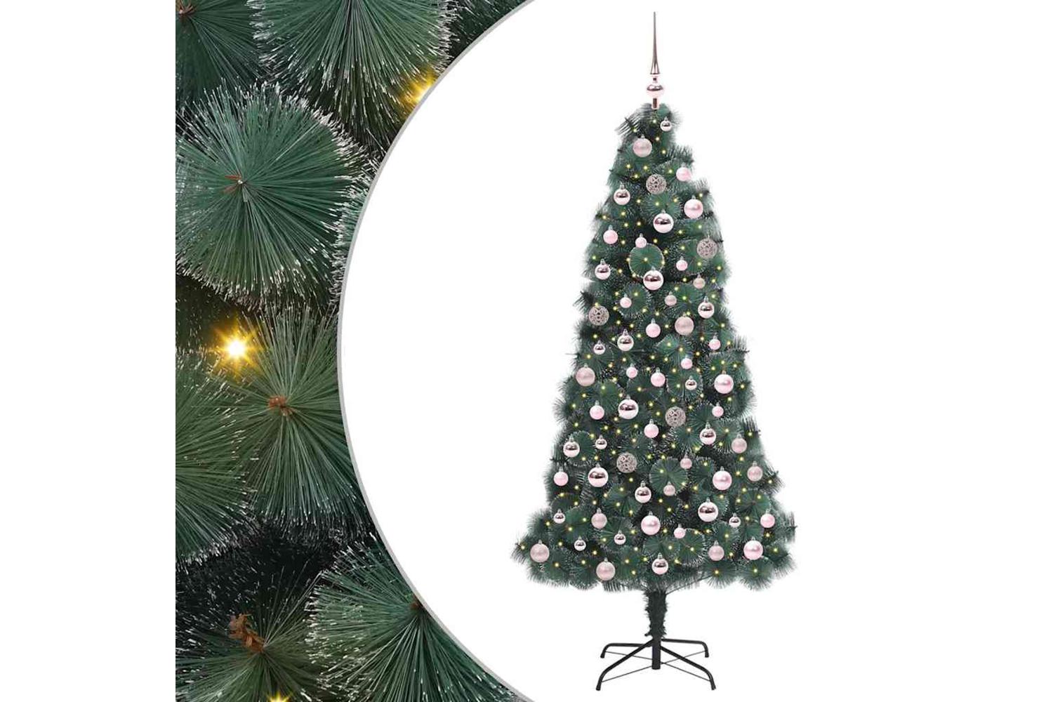 Vidaxl Artificial Pre-lit Christmas Tree With Ball Set Green 180 Cm-2