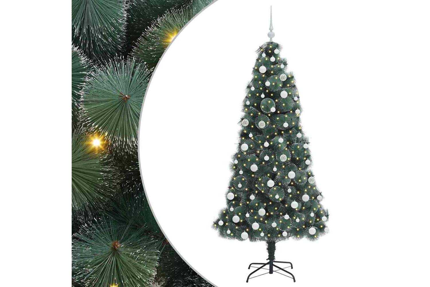 Vidaxl Artificial Pre-lit Christmas Tree With Ball Set Green 180 Cm-2