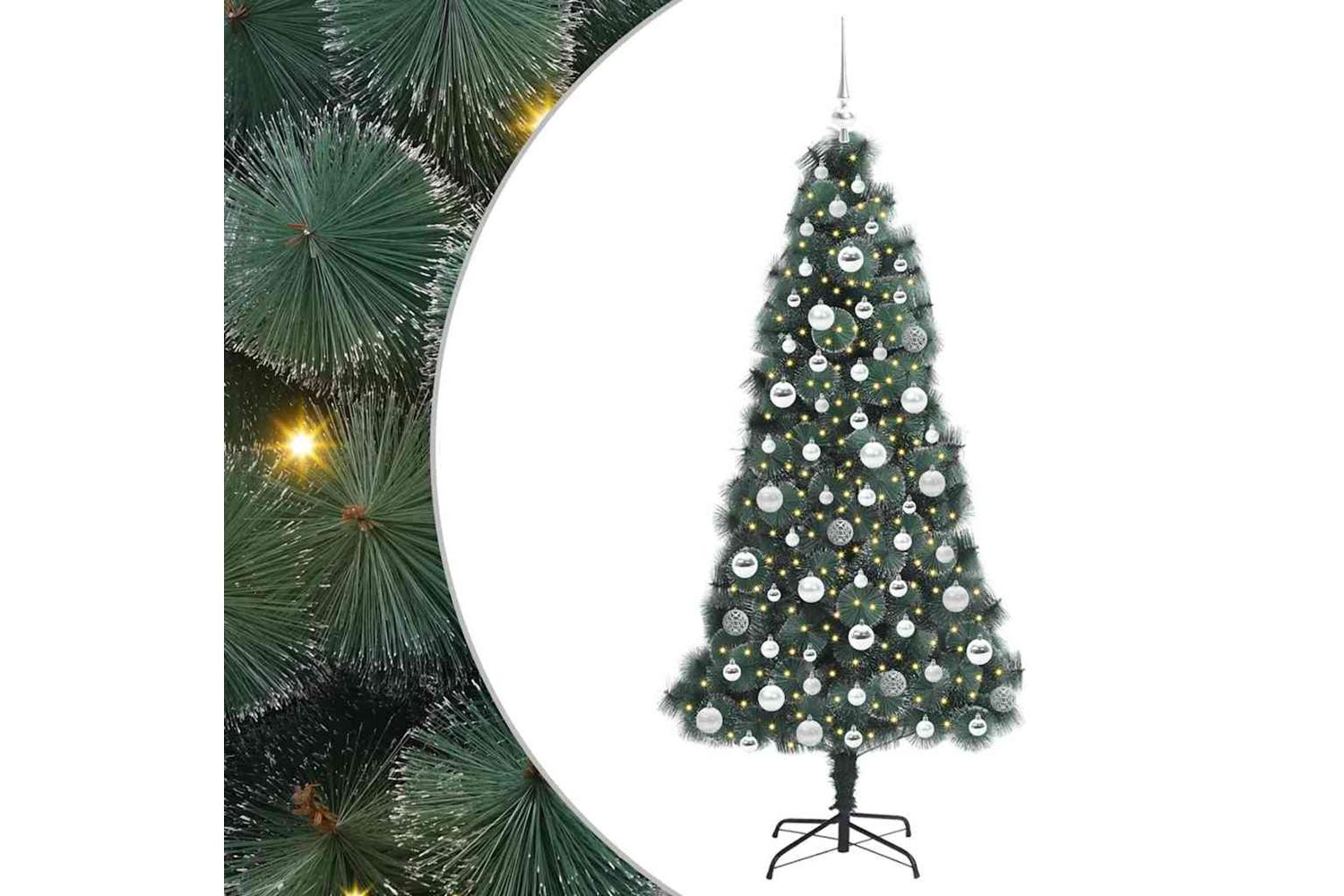 Vidaxl Artificial Pre-lit Christmas Tree With Ball Set Green 180 Cm-2