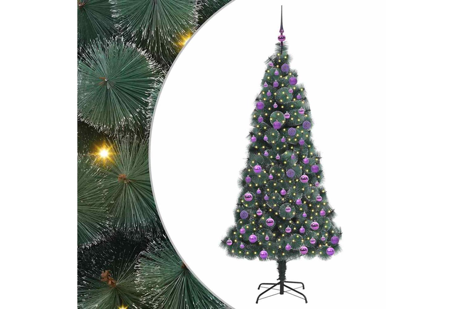 Vidaxl Artificial Pre-lit Christmas Tree With Ball Set Green 180 Cm-2