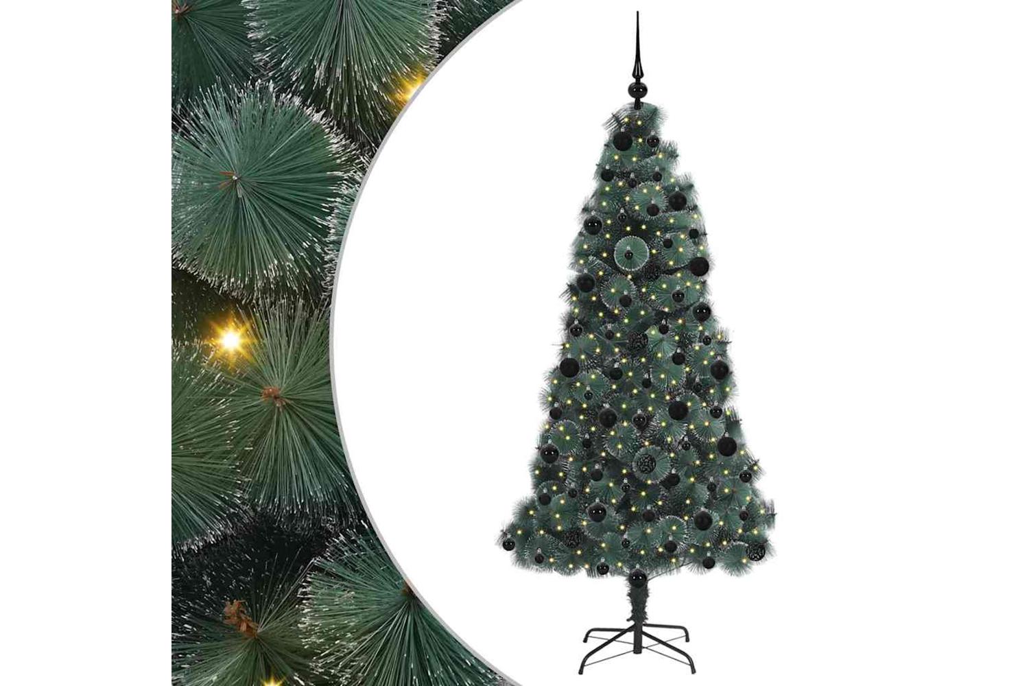 Vidaxl Artificial Pre-lit Christmas Tree With Ball Set Green 210 Cm-2