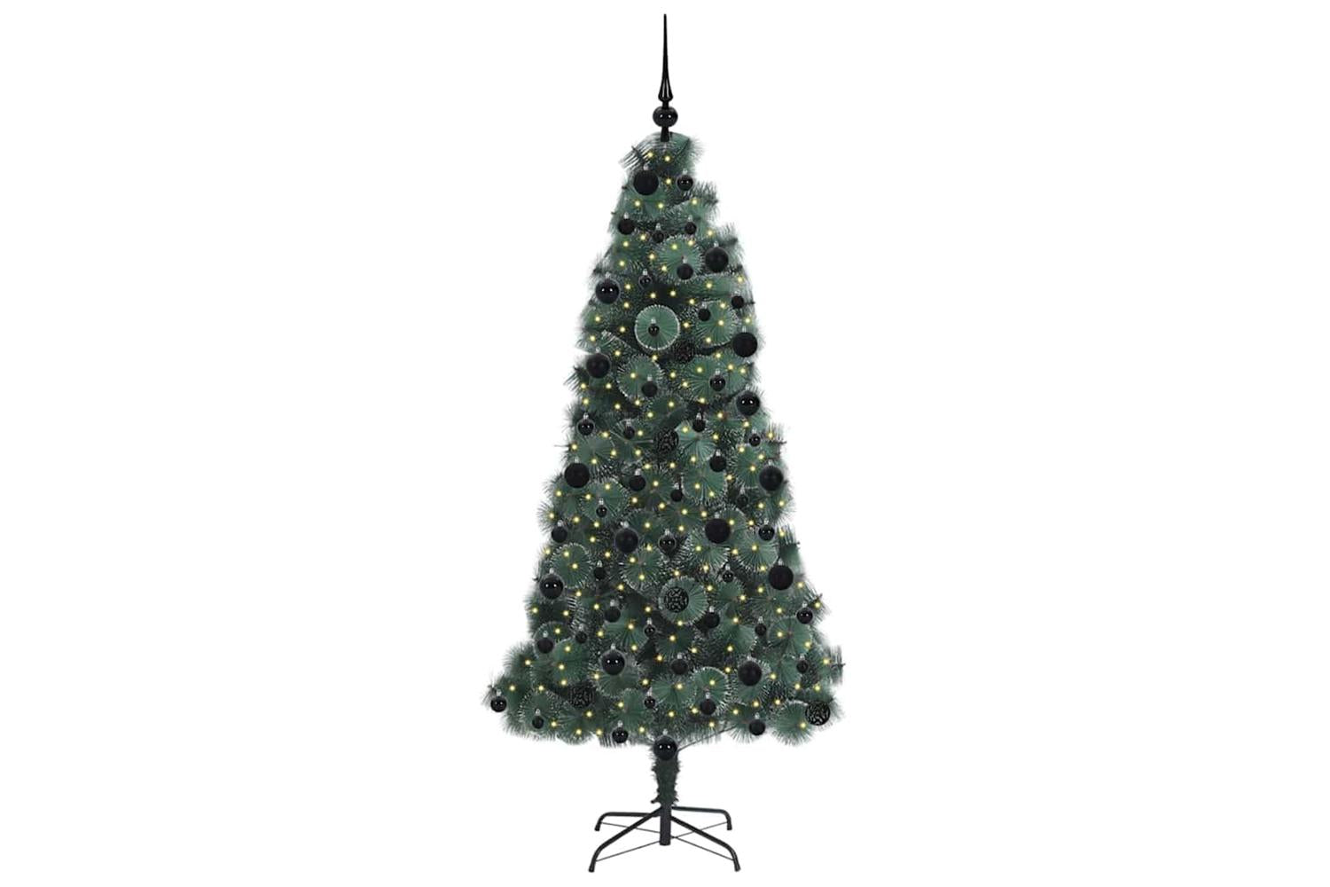Vidaxl Artificial Pre-lit Christmas Tree With Ball Set Green 210 Cm-3