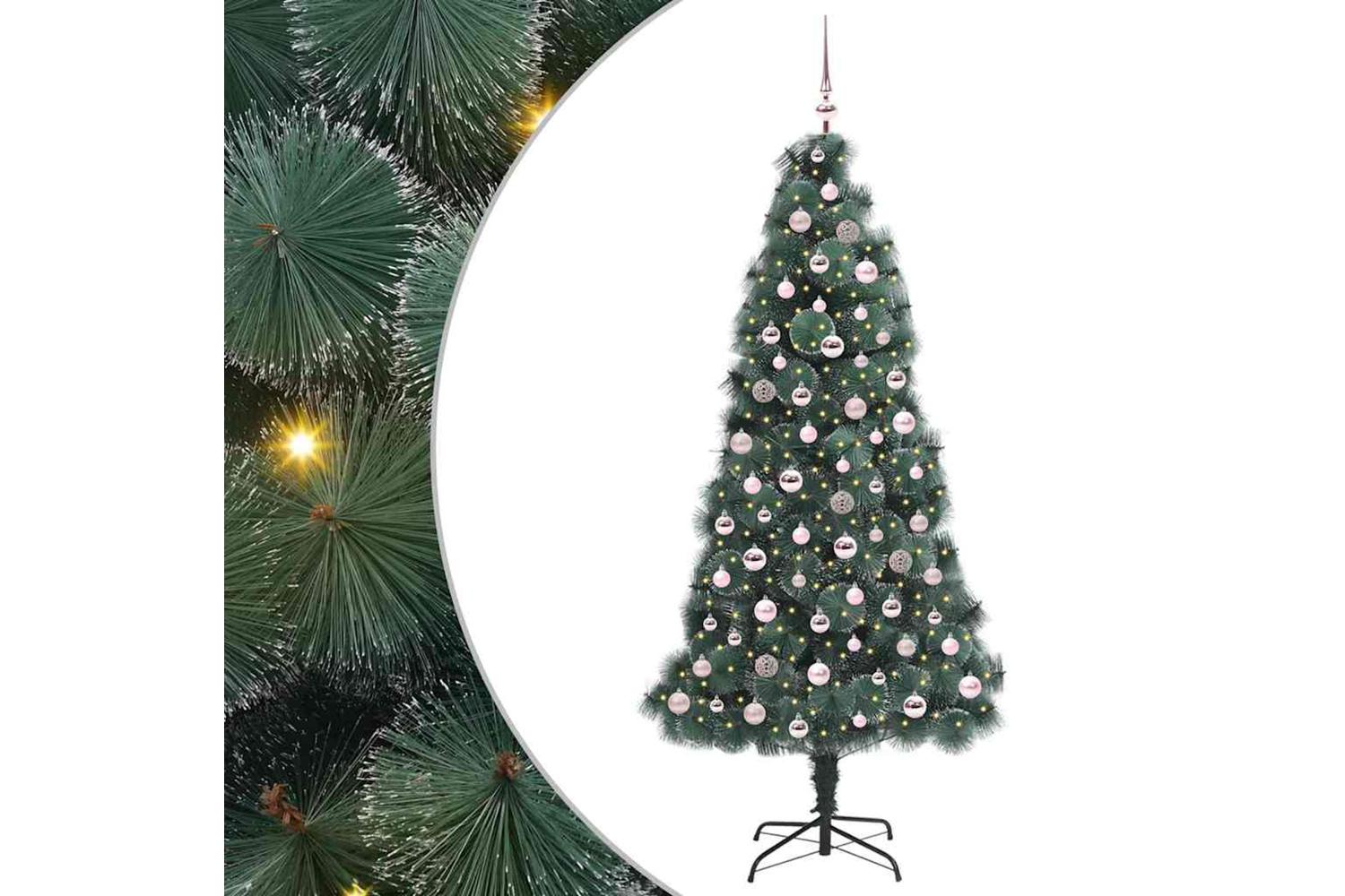 Vidaxl Artificial Pre-lit Christmas Tree With Ball Set Green 210 Cm-2