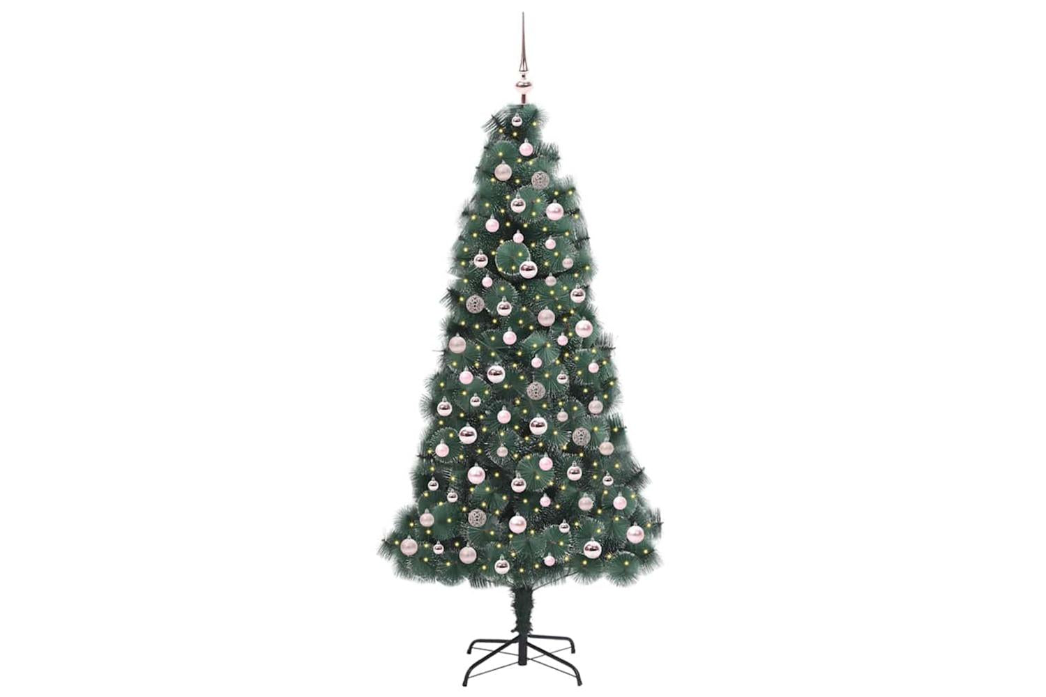 Vidaxl Artificial Pre-lit Christmas Tree With Ball Set Green 210 Cm-3