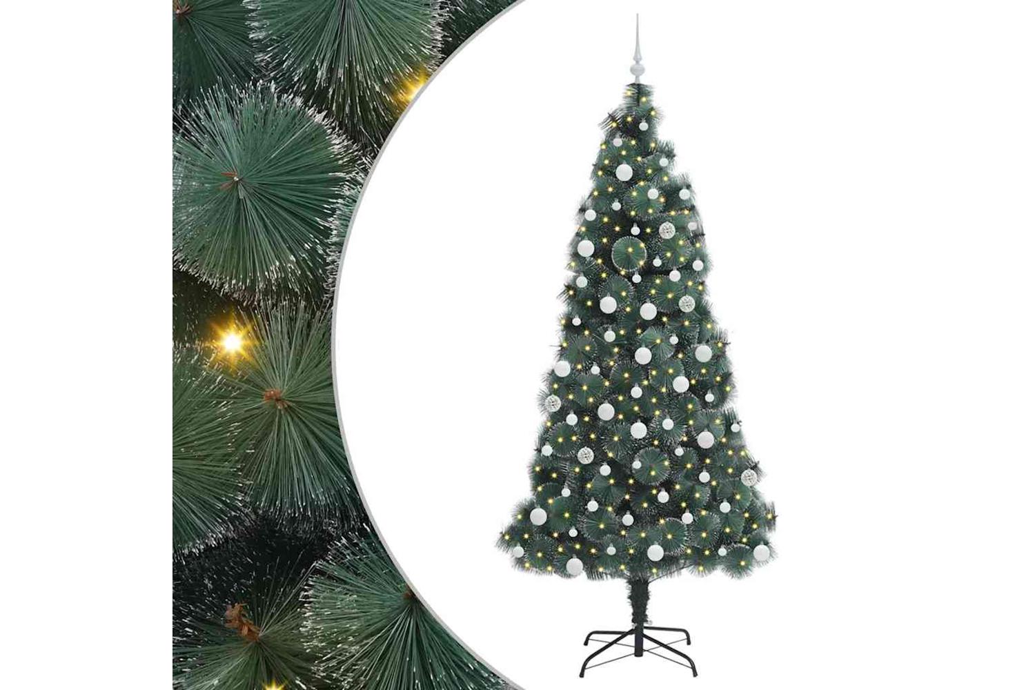 Vidaxl Artificial Pre-lit Christmas Tree With Ball Set Green 210 Cm-2