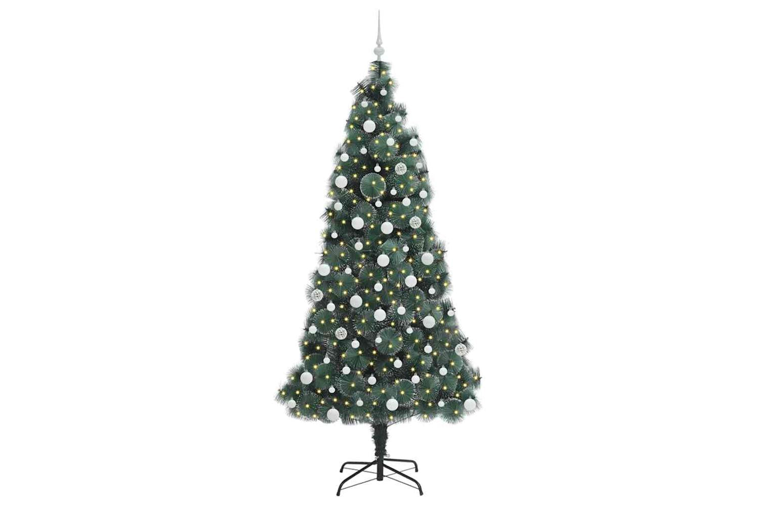 Vidaxl Artificial Pre-lit Christmas Tree With Ball Set Green 210 Cm-3