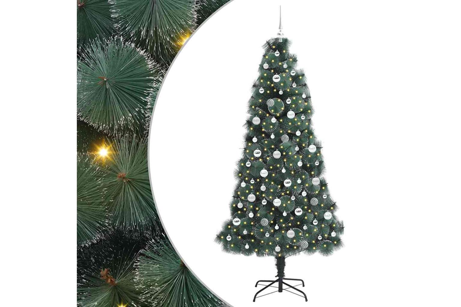 Vidaxl Artificial Pre-lit Christmas Tree With Ball Set Green 210 Cm-2