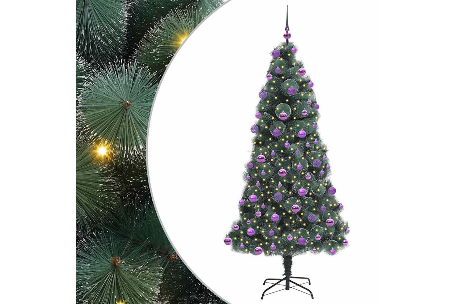 Vidaxl Artificial Pre-lit Christmas Tree With Ball Set Green 210 Cm-2