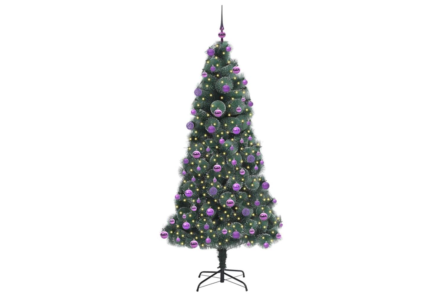 Vidaxl Artificial Pre-lit Christmas Tree With Ball Set Green 210 Cm-3