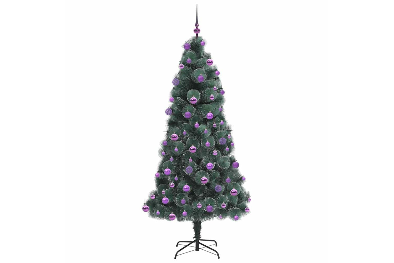 Vidaxl Artificial Pre-lit Christmas Tree With Ball Set Green 210 Cm-4