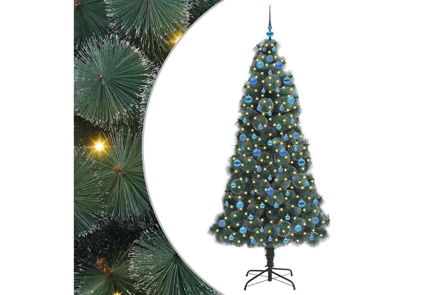 Vidaxl Artificial Pre-lit Christmas Tree With Ball Set Green 210 Cm-2