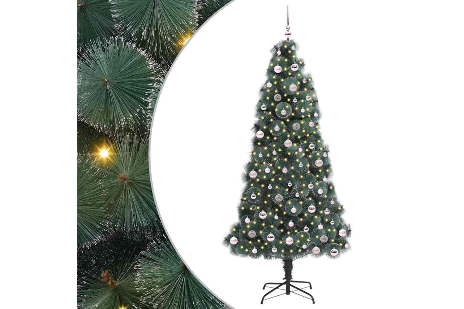 Vidaxl Artificial Pre-lit Christmas Tree With Ball Set Green 240 Cm-2