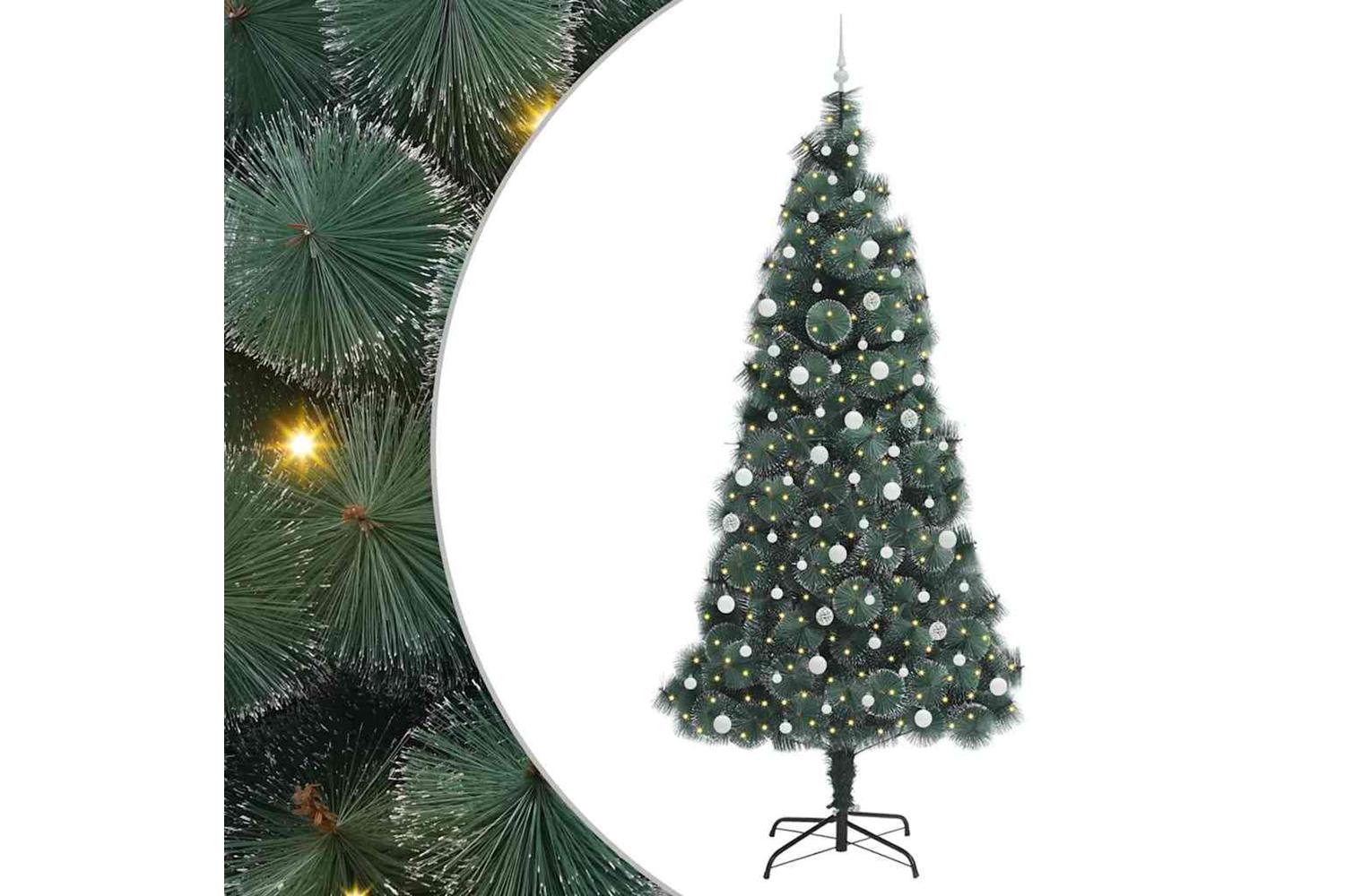 Vidaxl Artificial Pre-lit Christmas Tree With Ball Set Green 240 Cm-2