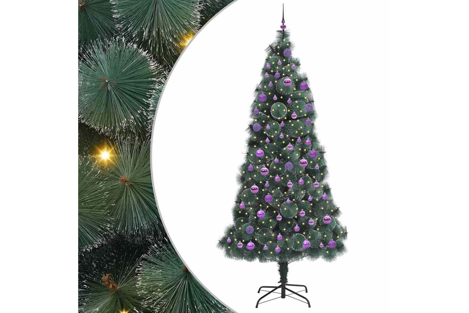 Vidaxl Artificial Pre-lit Christmas Tree With Ball Set Green 240 Cm-2