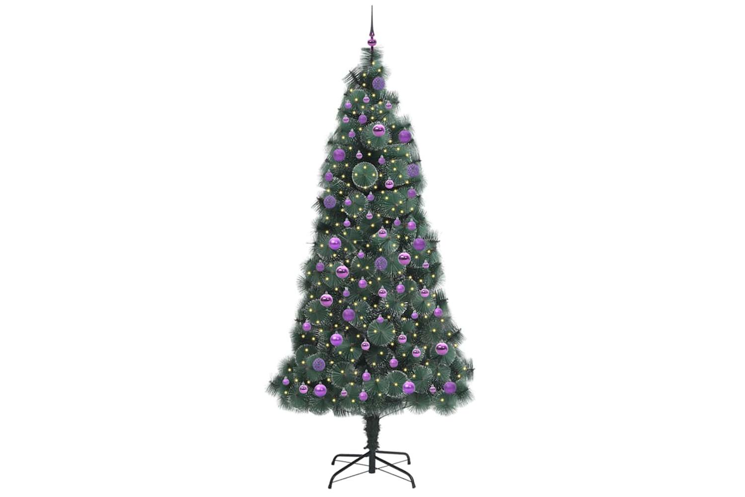 Vidaxl Artificial Pre-lit Christmas Tree With Ball Set Green 240 Cm-3