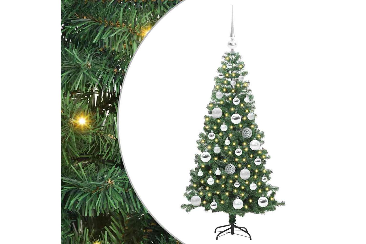 Vidaxl Christmas Tree With 150 Leds With Stand Green 120 Cm Pvc-2