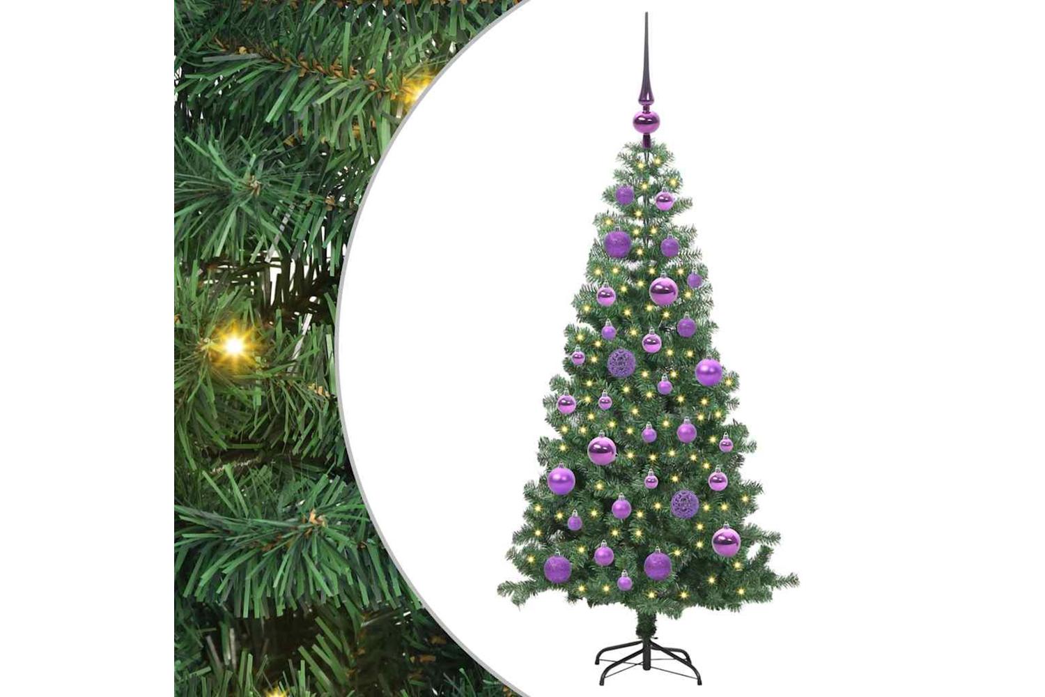 Vidaxl Christmas Tree With 150 Leds With Stand Green 120 Cm Pvc-2