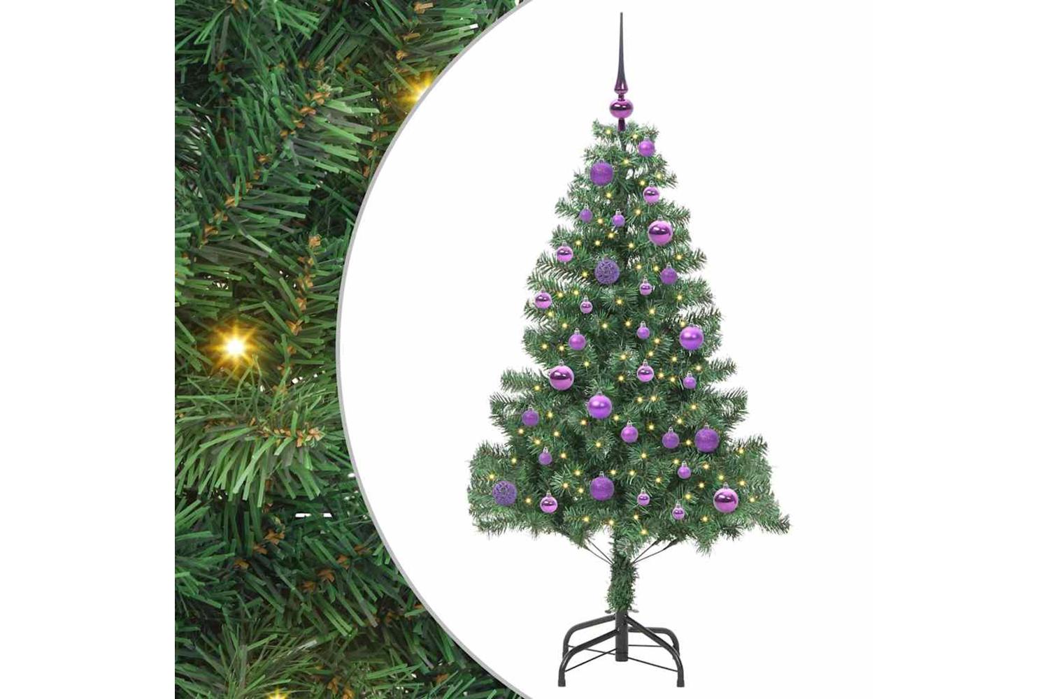Vidaxl Christmas Tree With 150 Leds With Stand Green 150 Cm Pvc-2