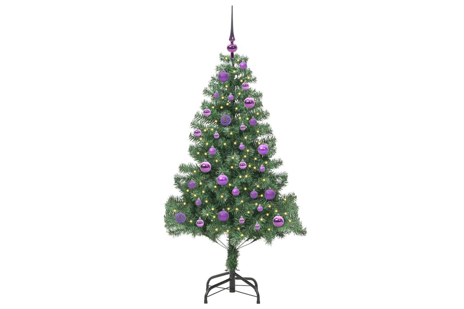 Vidaxl Christmas Tree With 150 Leds With Stand Green 150 Cm Pvc-3
