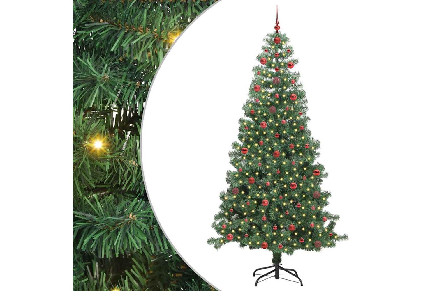 Vidaxl Christmas Tree With 300 Leds With Stand Green 240 Cm Pvc-2