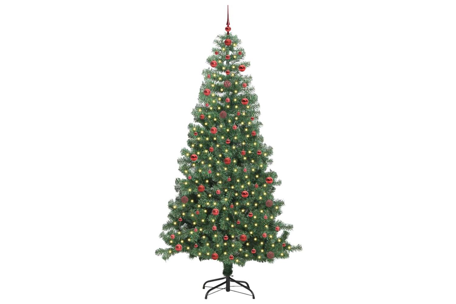 Vidaxl Christmas Tree With 300 Leds With Stand Green 240 Cm Pvc-3