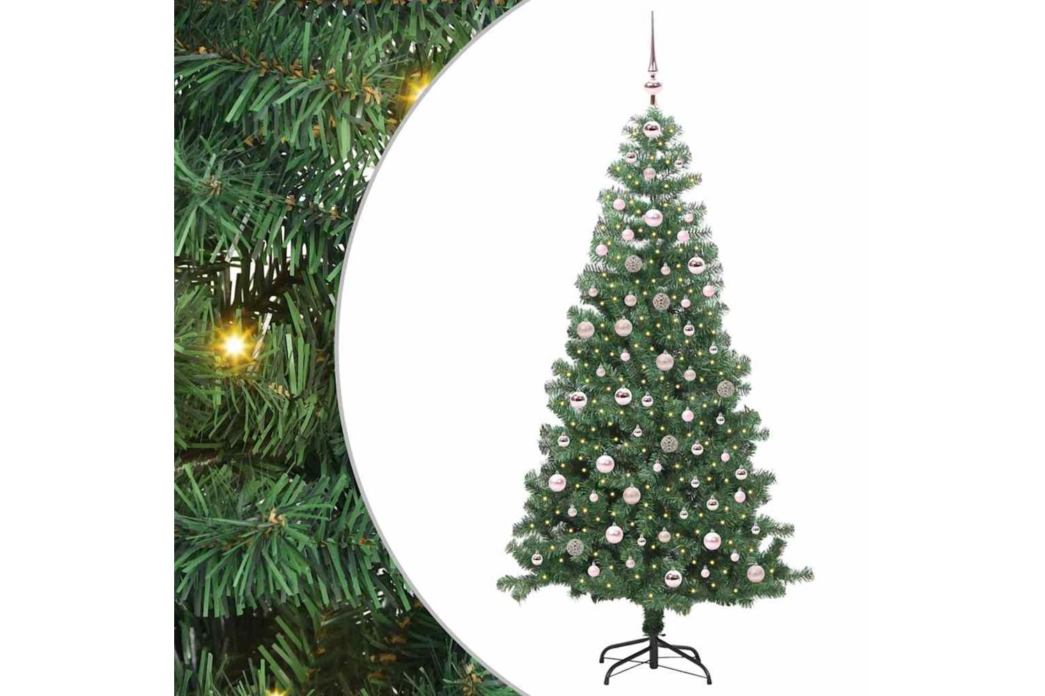 Vidaxl Christmas Tree With 300 Leds With Stand Green 240 Cm Pvc-2
