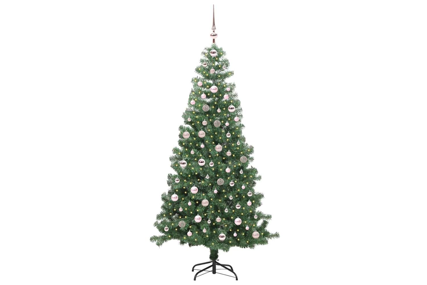 Vidaxl Christmas Tree With 300 Leds With Stand Green 240 Cm Pvc-3