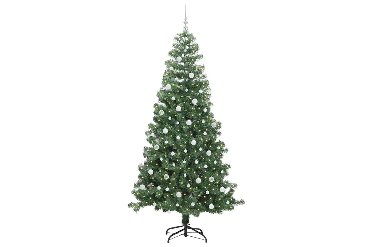 Vidaxl Christmas Tree With 300 Leds With Stand Green 240 Cm Pvc-3