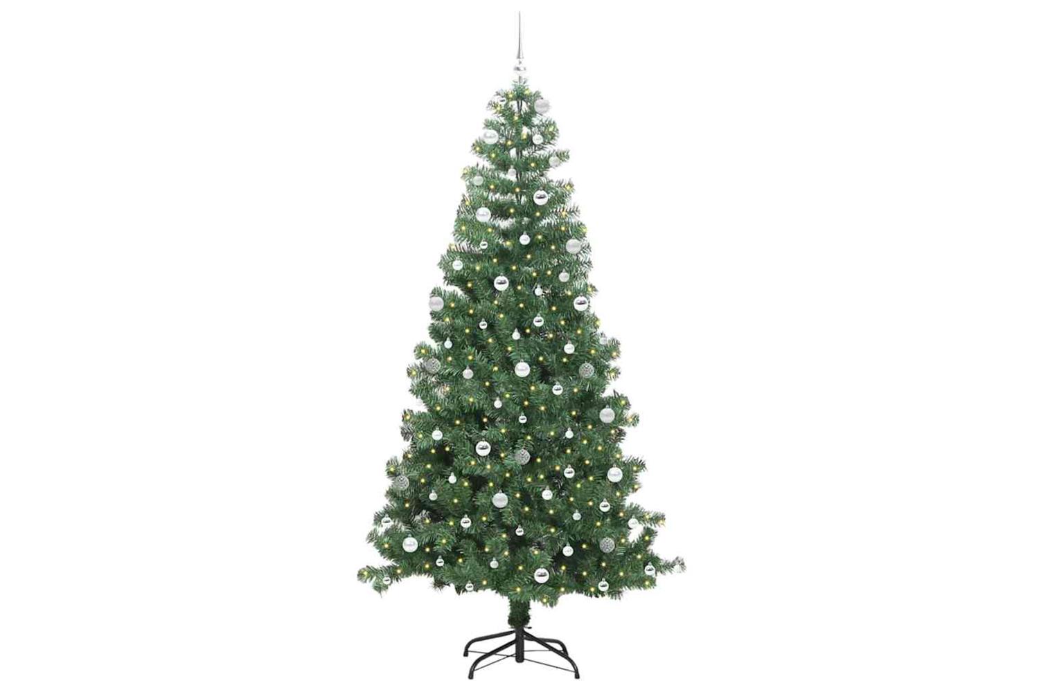 Vidaxl Christmas Tree With 300 Leds With Stand Green 240 Cm Pvc-3
