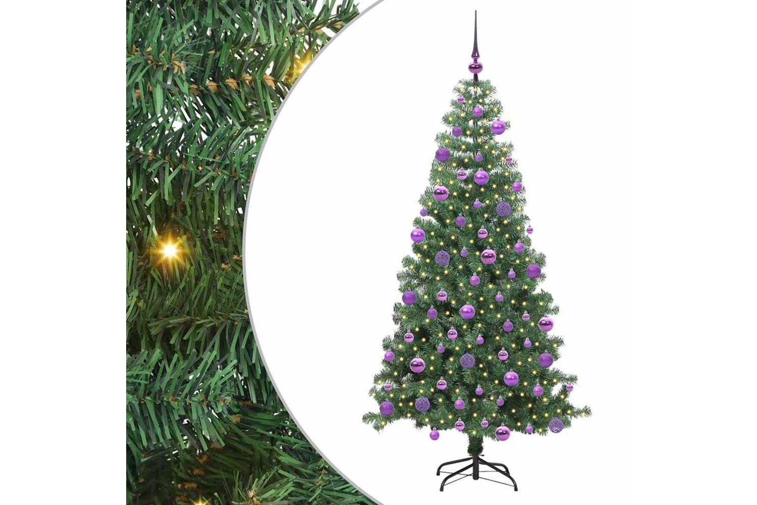 Vidaxl Christmas Tree With 300 Leds With Stand Green 240 Cm Pvc-2
