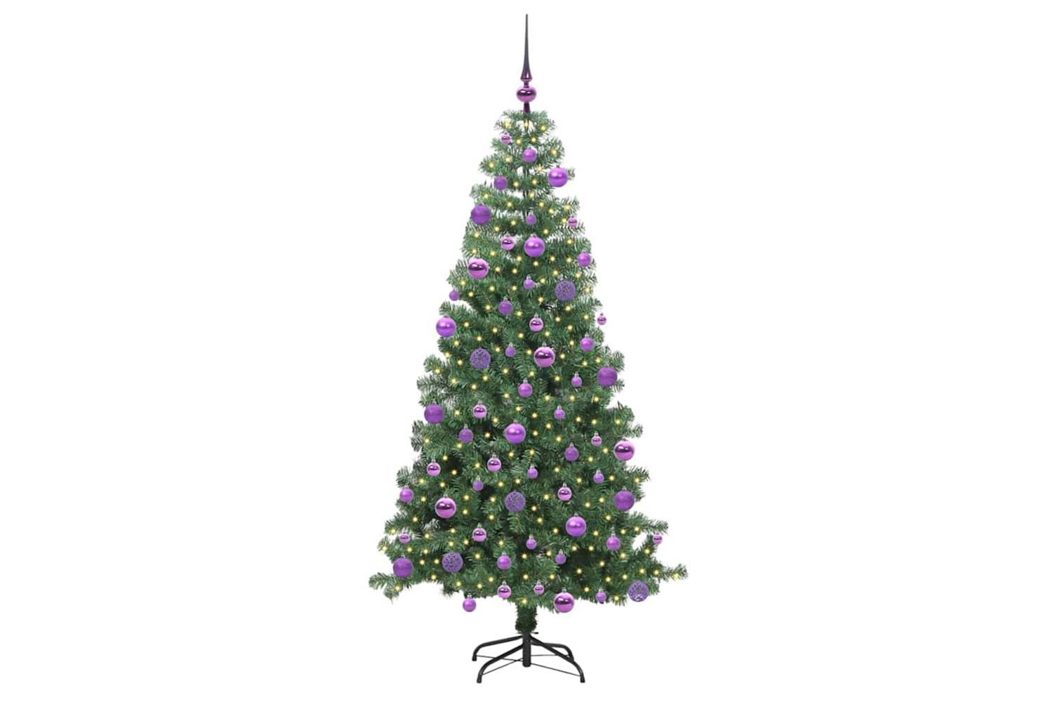 Vidaxl Christmas Tree With 300 Leds With Stand Green 240 Cm Pvc-3