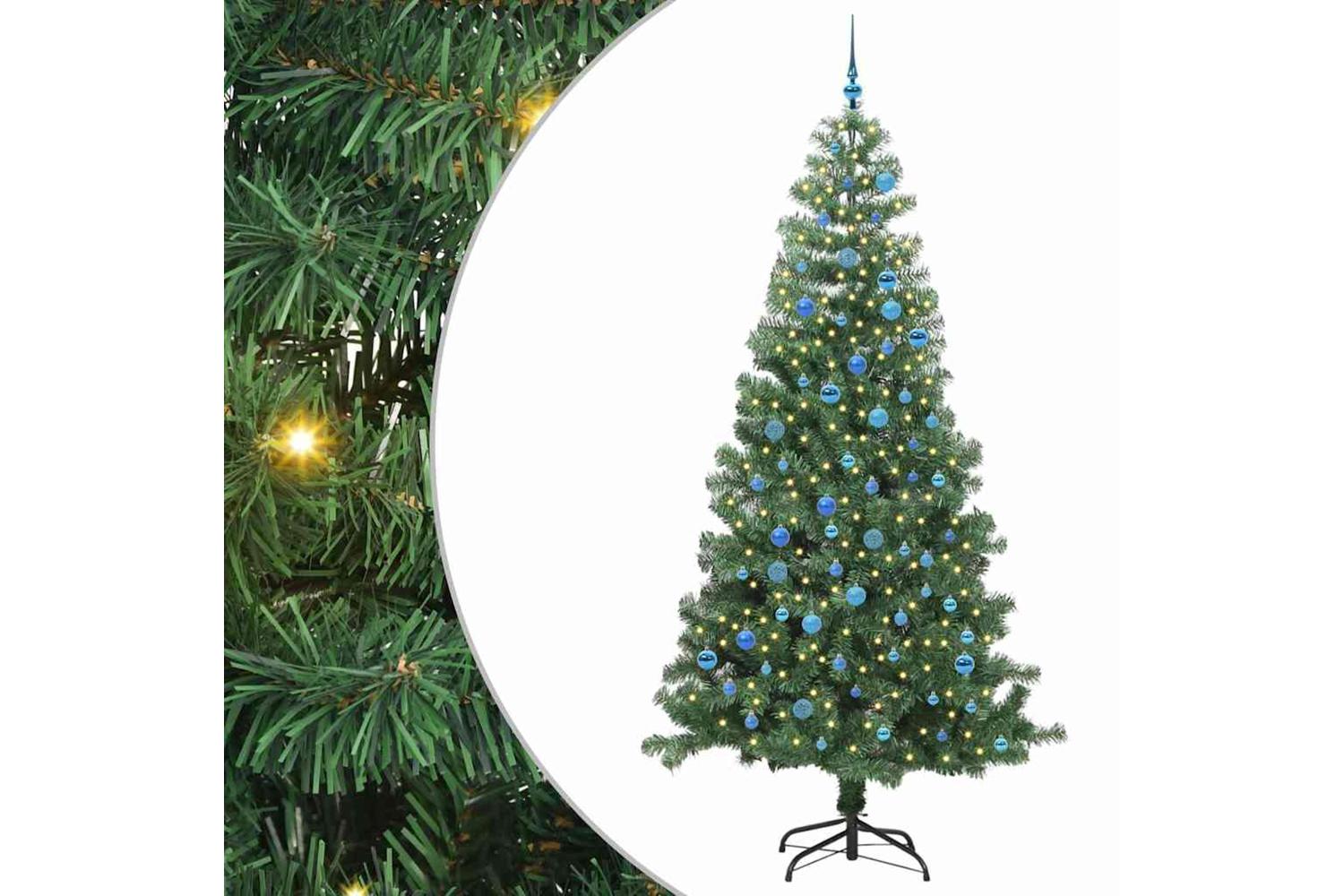 Vidaxl Christmas Tree With 300 Leds With Stand Green 240 Cm Pvc-2