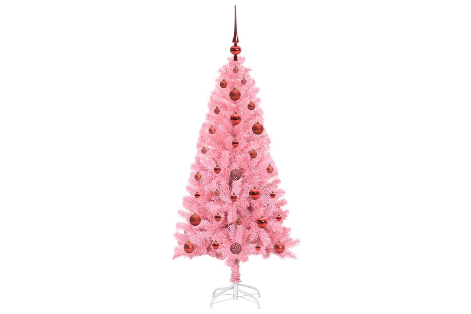 Vidaxl Christmas Tree With 150 Leds With Stand Pink 120 Cm Pvc-4