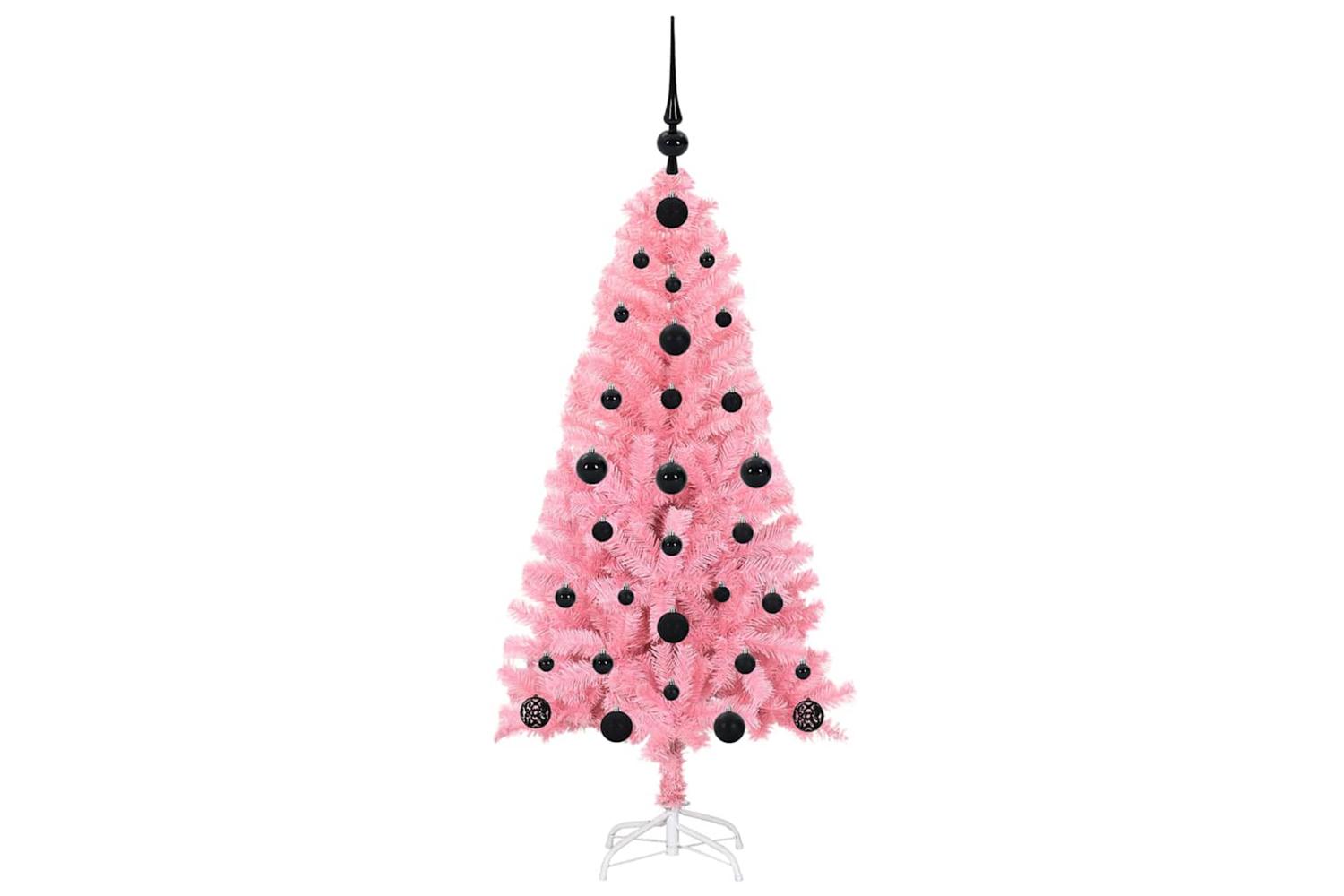 Vidaxl Christmas Tree With 150 Leds With Stand Pink 120 Cm Pvc-4
