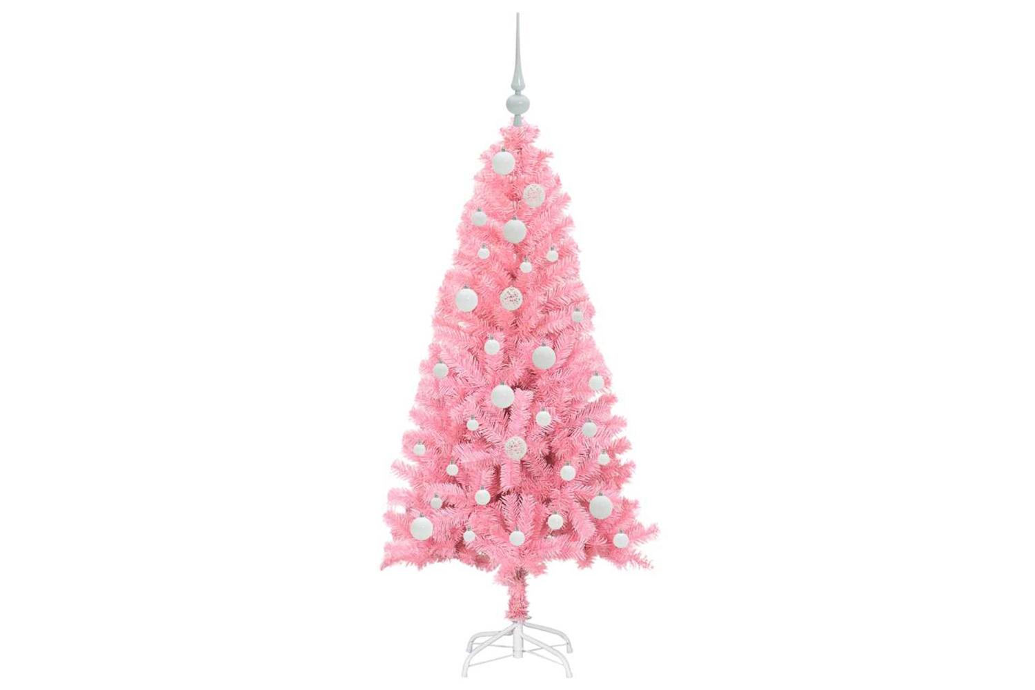 Vidaxl Christmas Tree With 150 Leds With Stand Pink 120 Cm Pvc-4