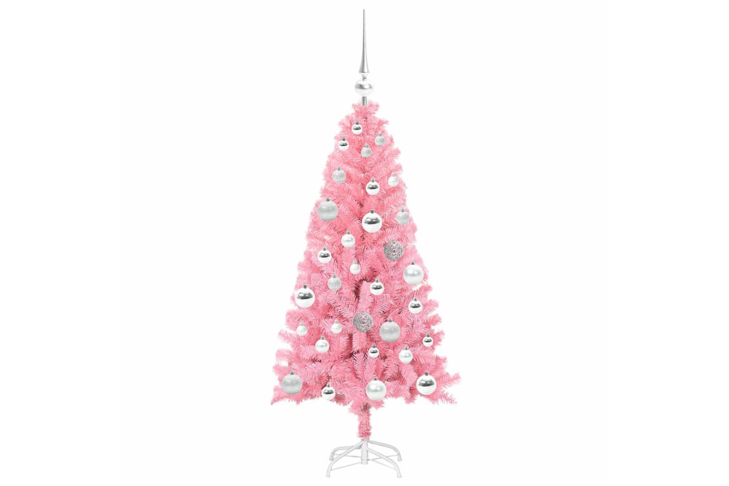 Vidaxl Christmas Tree With 150 Leds With Stand Pink 120 Cm Pvc-4