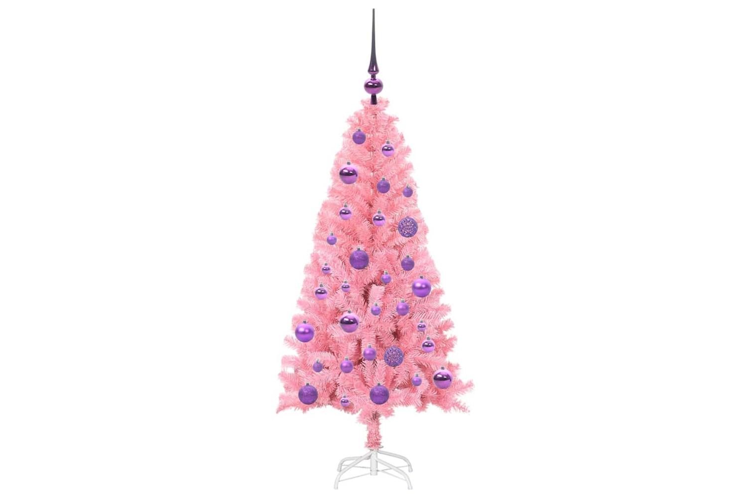Vidaxl Christmas Tree With 150 Leds With Stand Pink 120 Cm Pvc-4