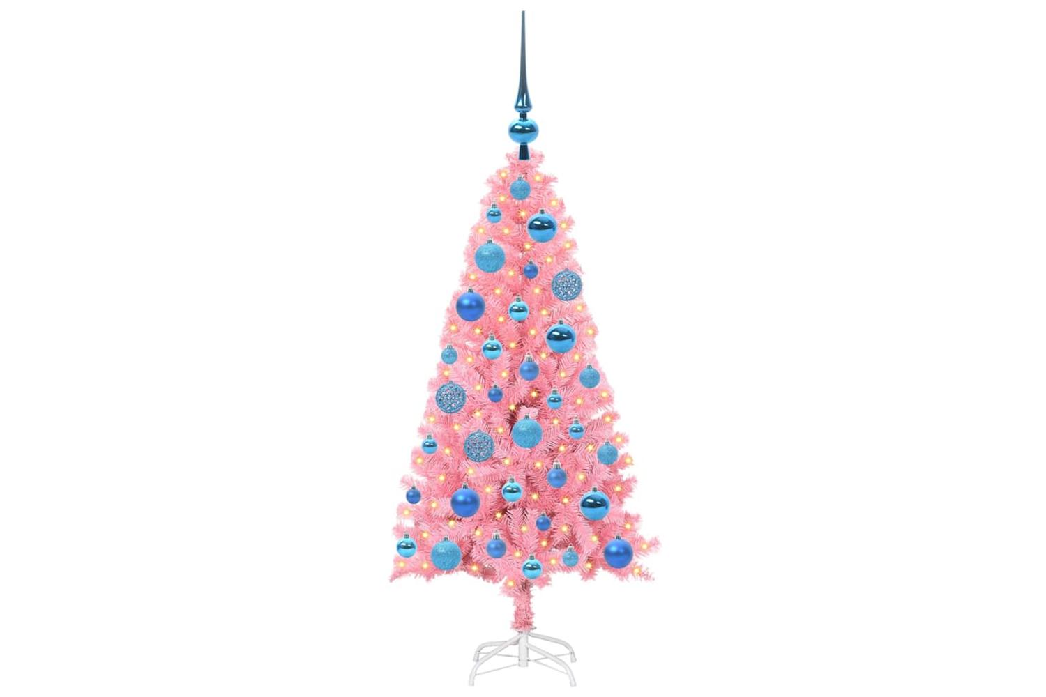 Vidaxl Christmas Tree With 150 Leds With Stand Pink 120 Cm Pvc-3