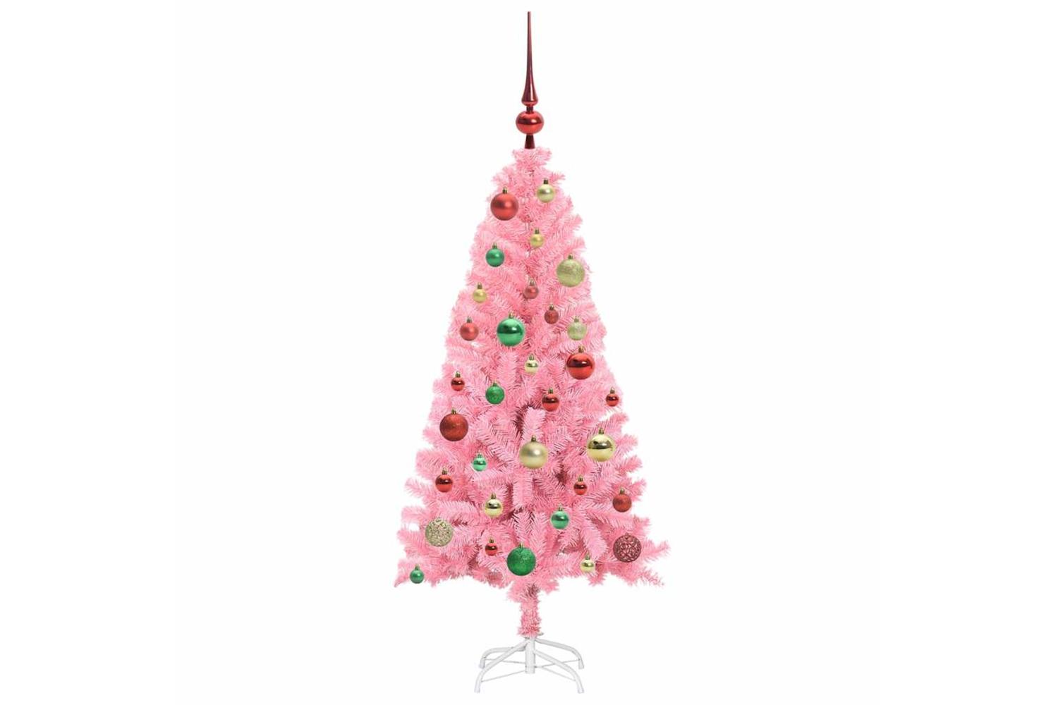 Vidaxl Christmas Tree With 150 Leds With Stand Pink 120 Cm Pvc-6