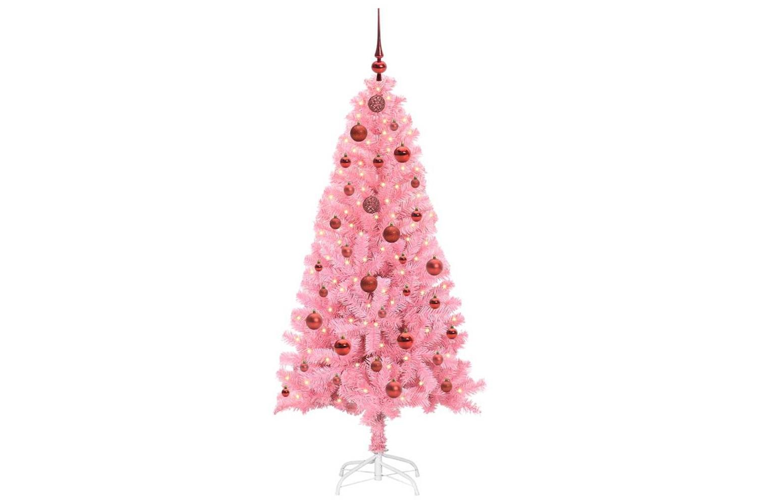 Vidaxl Christmas Tree With 150 Leds With Stand Pink 150 Cm Pvc-3