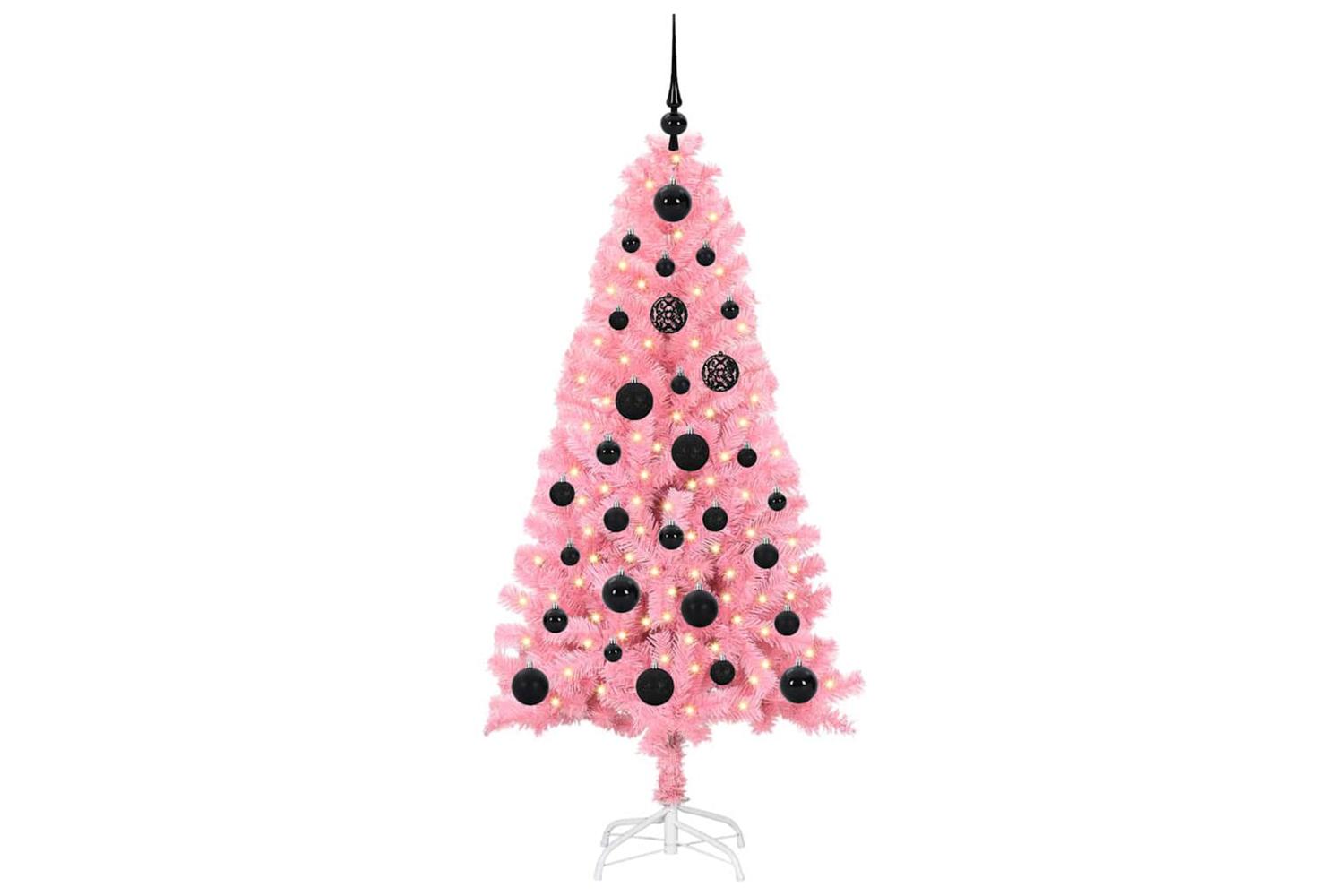 Vidaxl Christmas Tree With 150 Leds With Stand Pink 150 Cm Pvc-3