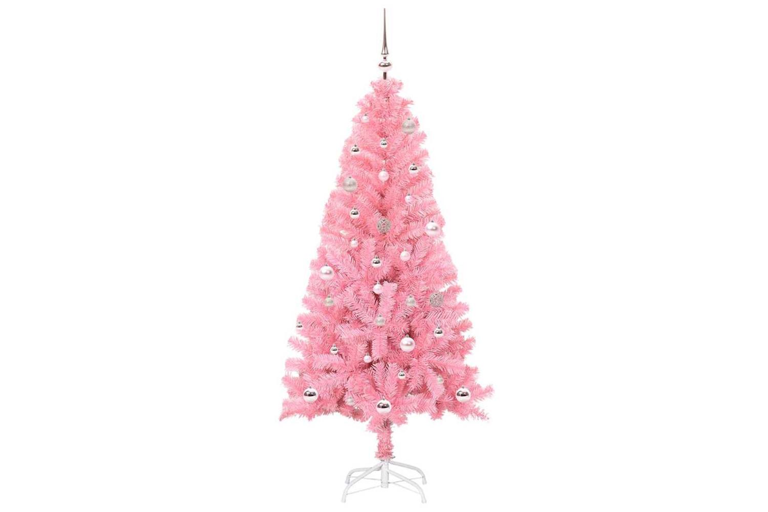 Vidaxl Christmas Tree With 150 Leds With Stand Pink 150 Cm Pvc-3
