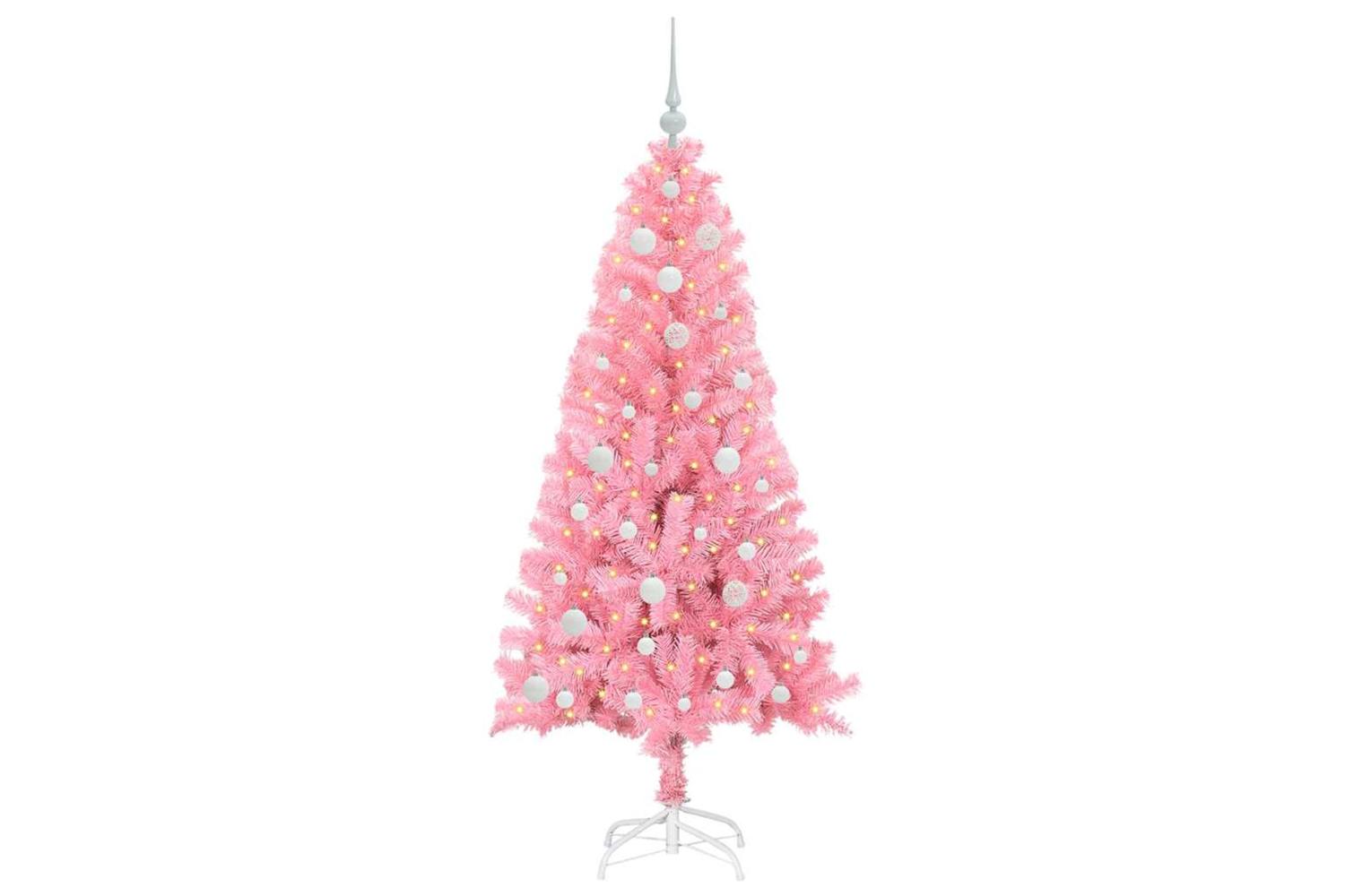 Vidaxl Christmas Tree With 150 Leds With Stand Pink 150 Cm Pvc-3