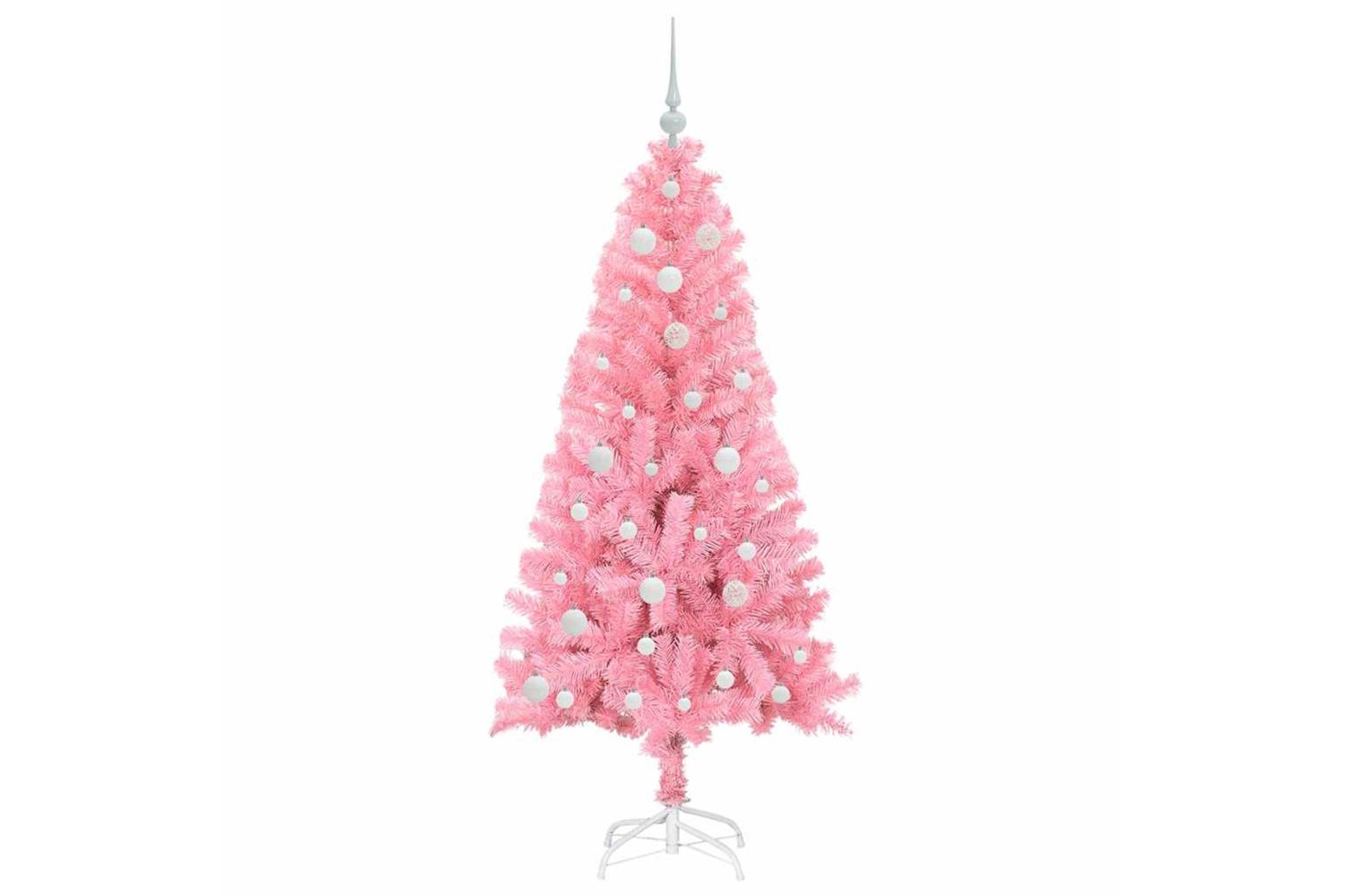 Vidaxl Christmas Tree With 150 Leds With Stand Pink 150 Cm Pvc-4