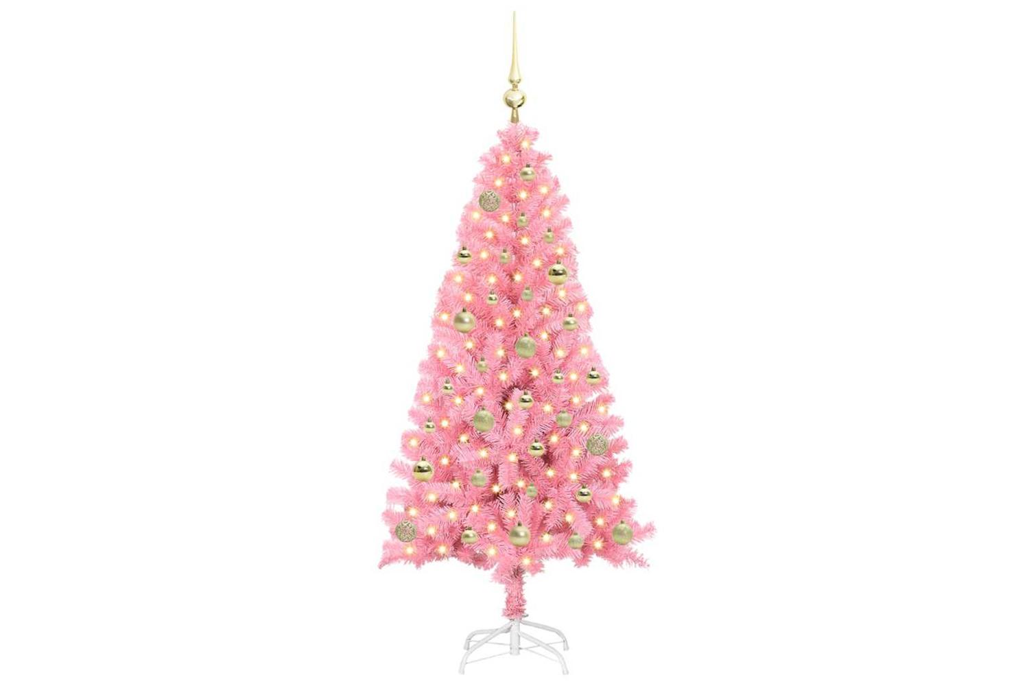 Vidaxl Christmas Tree With 150 Leds With Stand Pink 150 Cm Pvc-3
