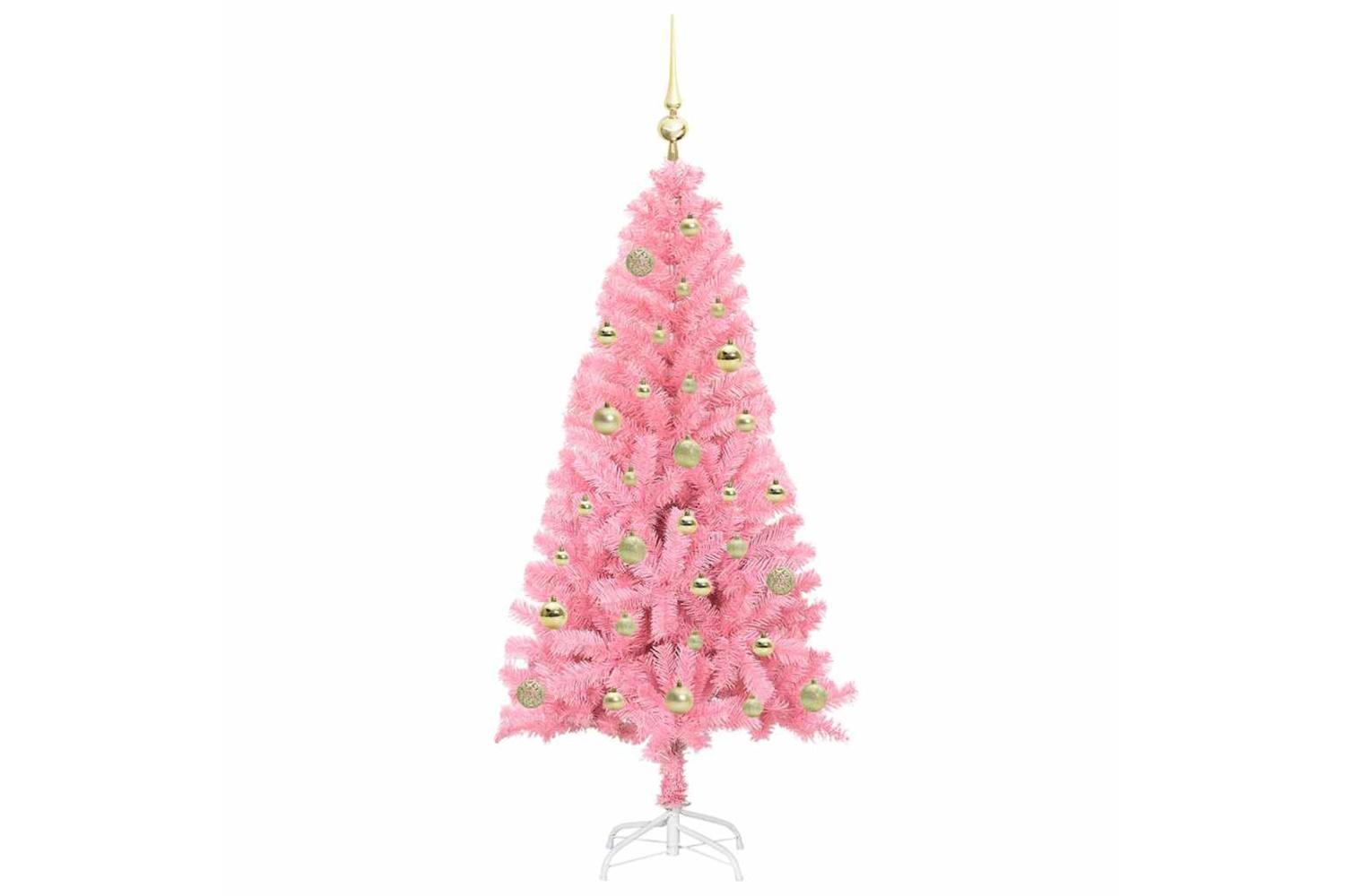 Vidaxl Christmas Tree With 150 Leds With Stand Pink 150 Cm Pvc-4