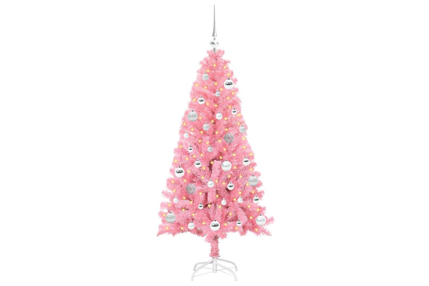 Vidaxl Christmas Tree With 150 Leds With Stand Pink 150 Cm Pvc-3