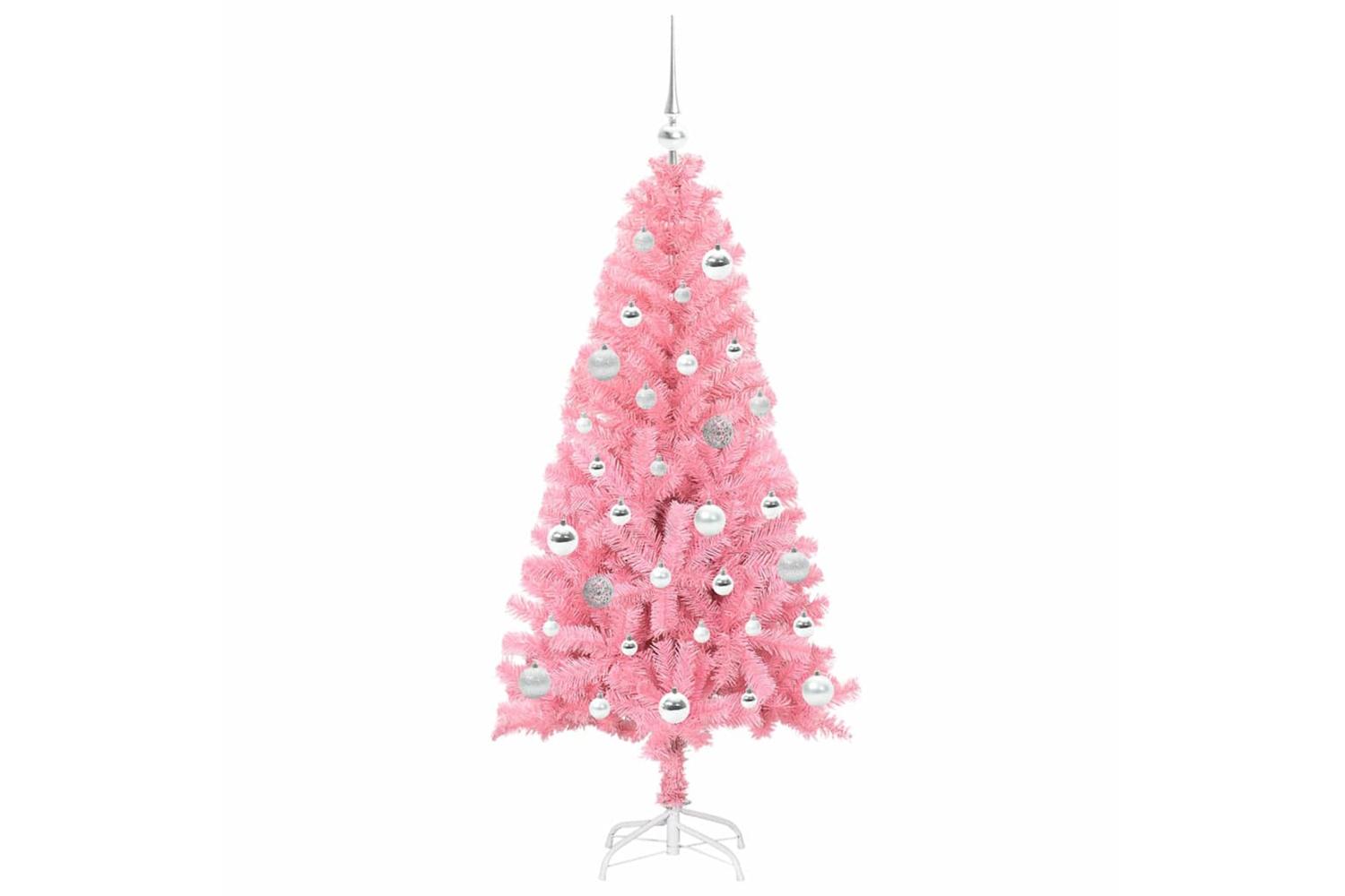 Vidaxl Christmas Tree With 150 Leds With Stand Pink 150 Cm Pvc-4