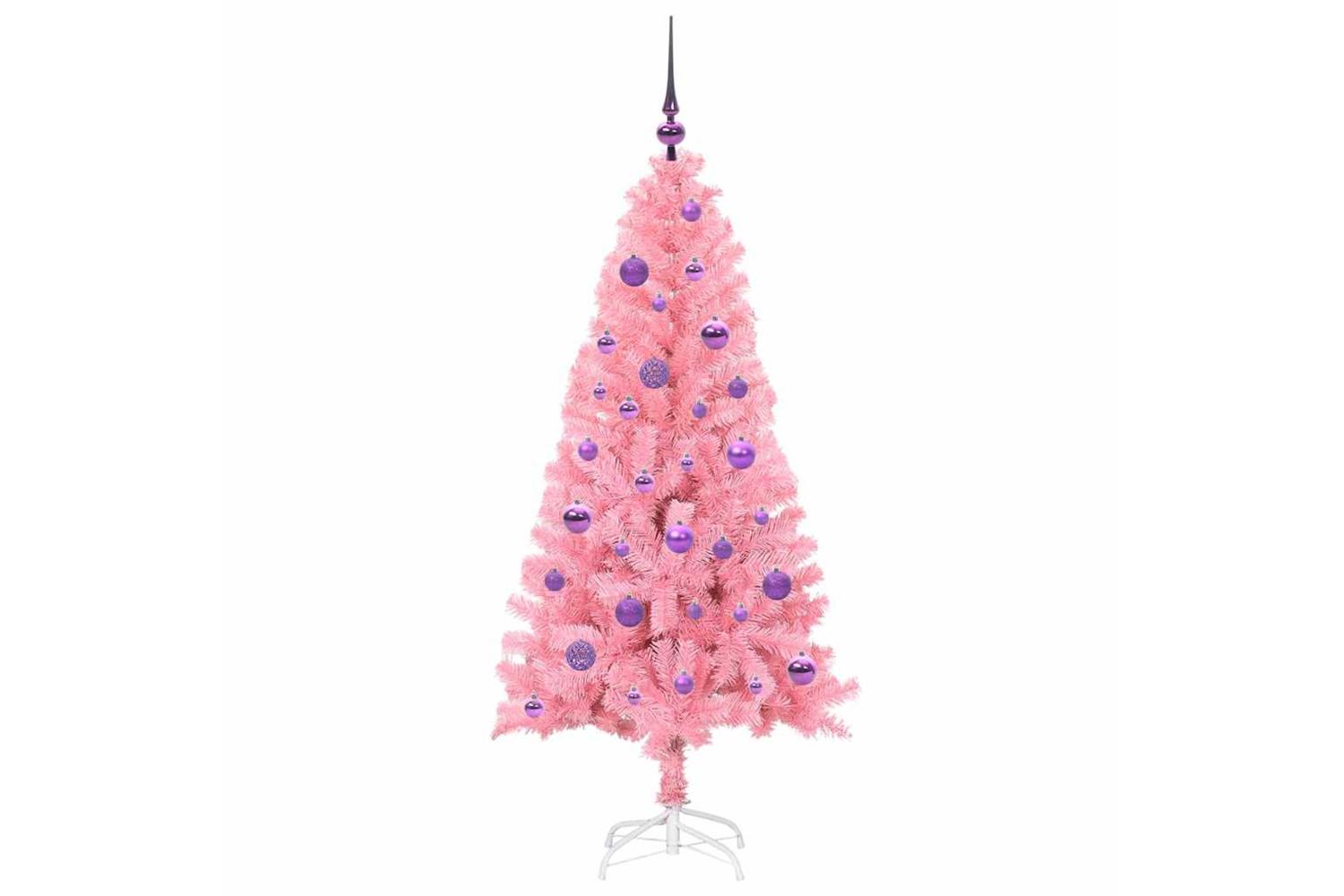 Vidaxl Christmas Tree With 150 Leds With Stand Pink 150 Cm Pvc-4