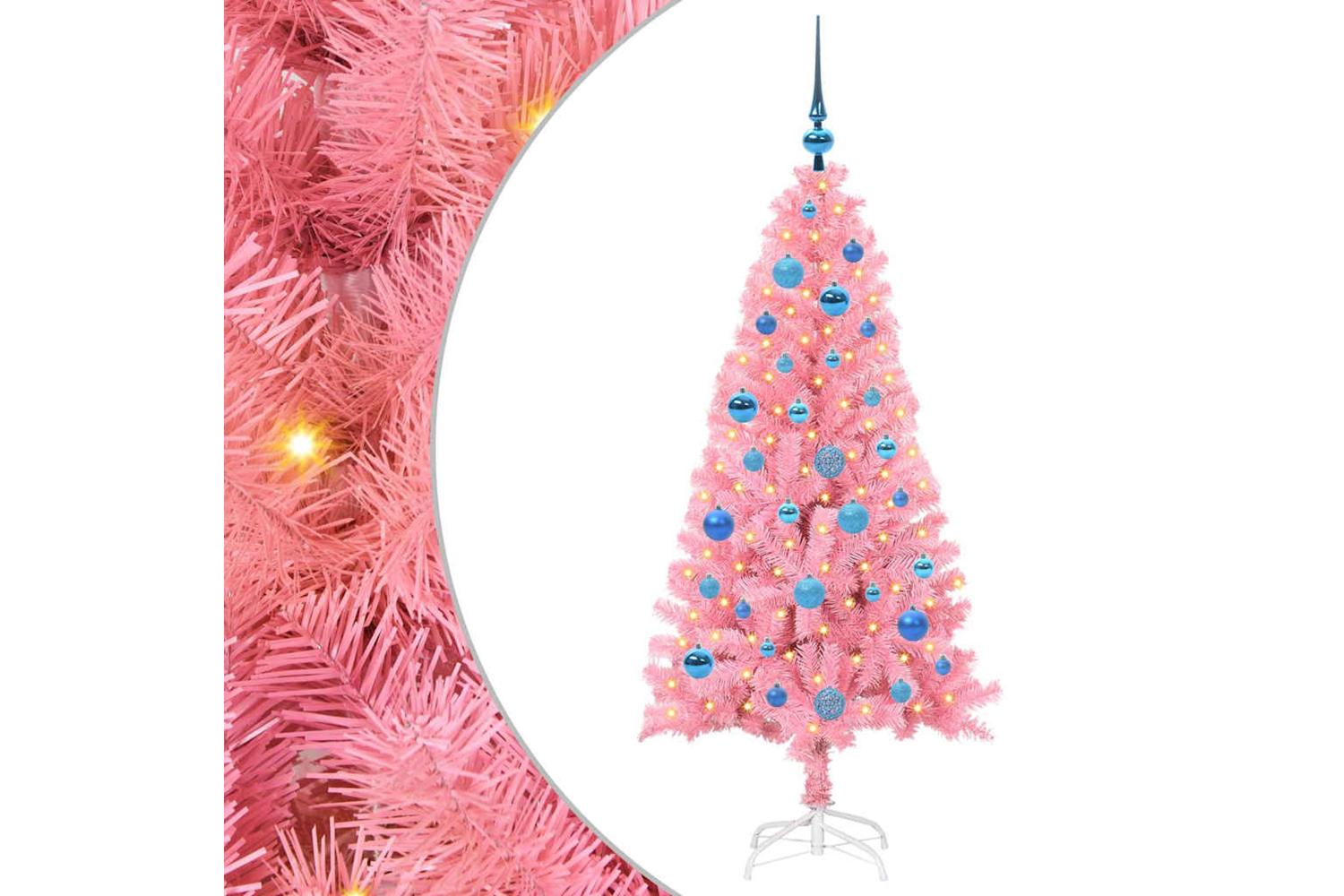 Vidaxl Christmas Tree With 150 Leds With Stand Pink 150 Cm Pvc